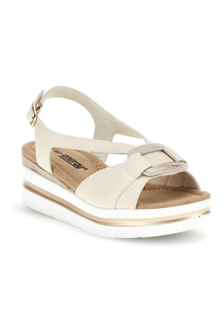 Beige Sandalen mit gekreuzten Riemen und weichem Memory Energy E490