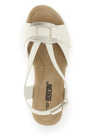 Beige Sandalen mit gekreuzten Riemen und weichem Memory Energy E490