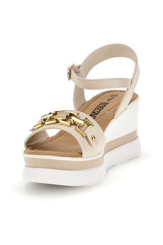 Sandali beige con zeppa e memory soft Energy E804