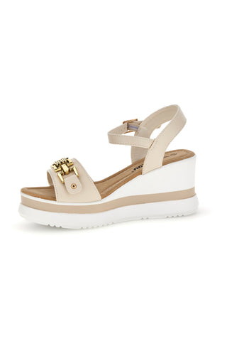Sandali beige con zeppa e memory soft Energy E804