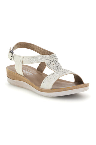 Beige Sandalen mit perforiertem Detail Inblu 49 BV