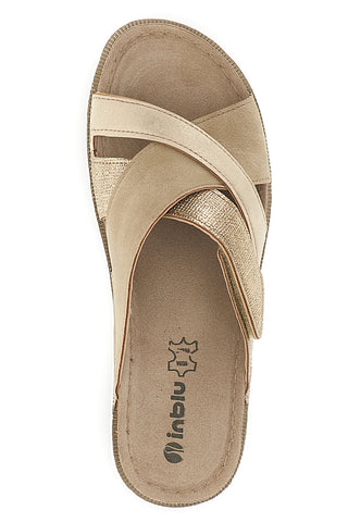 Beige Hausschuhe mit gekreuzten Riemen Inblu 57 CN
