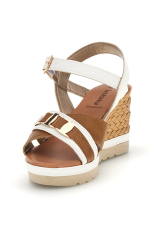 Sandali bianchi con zeppa intrecciata e doppia fibbia Inblu 44 FG