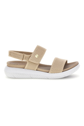 Beige Sandalen mit perforierten Riemen und Klettverschluss Inblu 30 TT