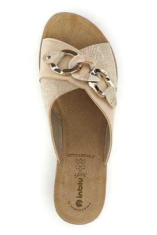 Beige Hausschuhe mit Keil und anatomischem Fußbett Inblu 16 GO
