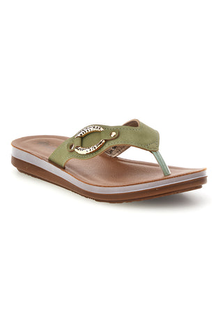 Grüner Flip-Flop mit Schmucksteinbesatz Inblu 19 ZO
