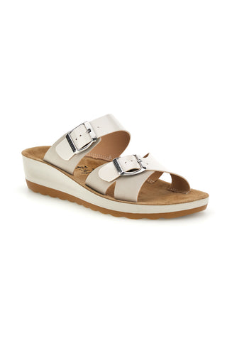 Ciabatte bianche con doppia fascia regolabile e zeppa Fly flot 90420k26hc