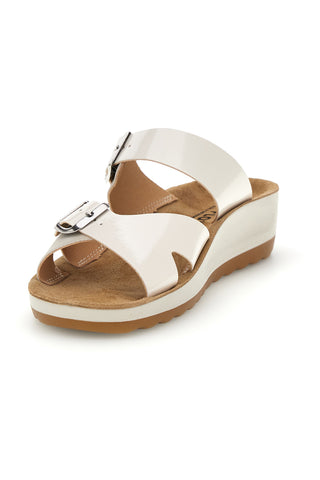 Ciabatte bianche con doppia fascia regolabile e zeppa Fly flot 90420k26hc