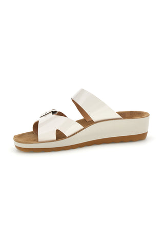Ciabatte bianche con doppia fascia regolabile e zeppa Fly flot 90420k26hc