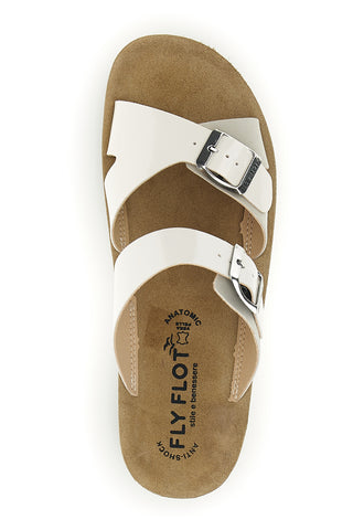 Ciabatte bianche con doppia fascia regolabile e zeppa Fly flot 90420k26hc