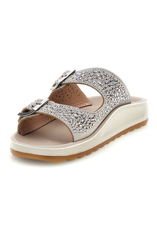Silber Strass Hausschuhe Und Schnallen Fliegen flot 90770169KZ
