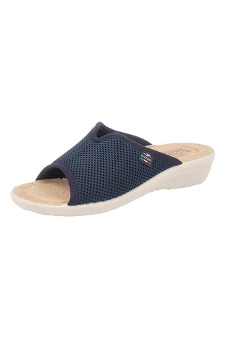 Blaue Hausschuhe mit rutschfester Innensohle aus echtem Leder Fly Flot 90T40429FE