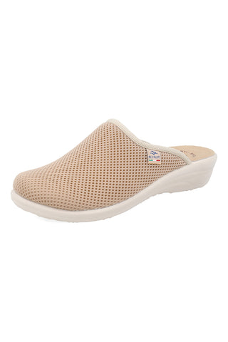 Beige Hausschuhe mit rutschfestem Echtleder-Fußbett Fly Flot 90T40368FE