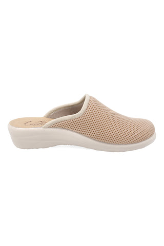 Beige Hausschuhe mit rutschfestem Echtleder-Fußbett Fly Flot 90T40368FE