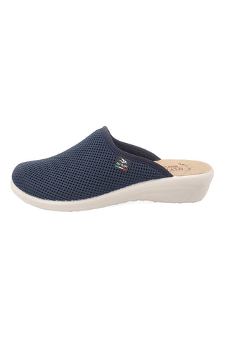 Blaue Hausschuhe mit rutschfester Innensohle aus echtem Leder Fly Flot 90T40368FE