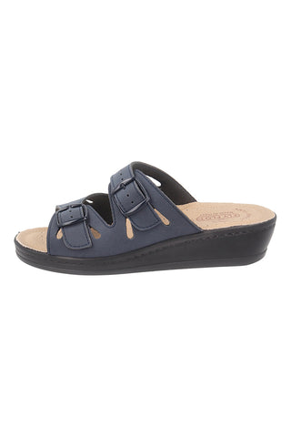 Blaue Hausschuhe mit rutschfester Innensohle aus echtem Leder Fly Flot 90160008CE