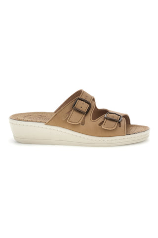 Ciabatte beige con sottopiede in vera pelle e plantare anatomico Fly Flot 90160008CE