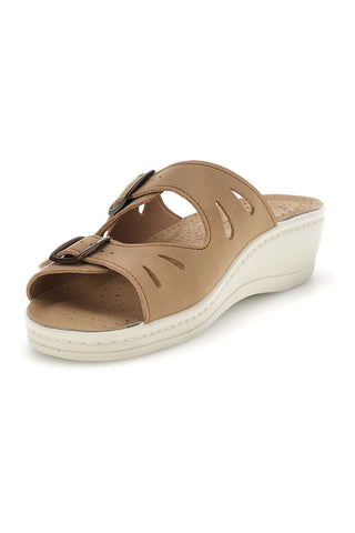Ciabatte beige con sottopiede in vera pelle e plantare anatomico Fly Flot 90160008CE