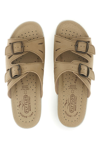 Ciabatte beige con sottopiede in vera pelle e plantare anatomico Fly Flot 90160008CE