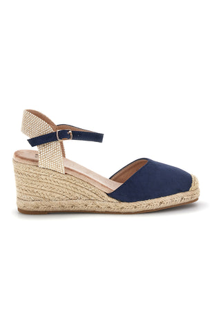 Marineblaue Espadrille-Sandalen mit Seilkeil Pittarello Sun Bl2