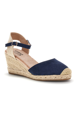 Marineblaue Espadrille-Sandalen mit Seilkeil Pittarello Sun Bl2