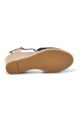 Marineblaue Espadrille-Sandalen mit Seilkeil Pittarello Sun Bl2
