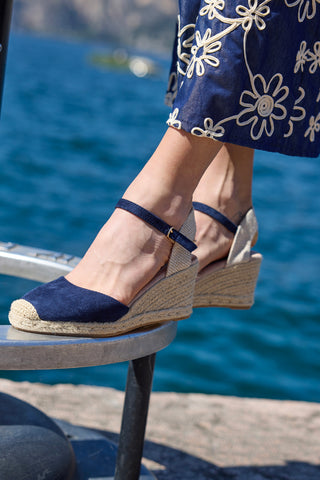 Sandali espadrillas Navy con zeppa in corda Pittarello Sun Bl2