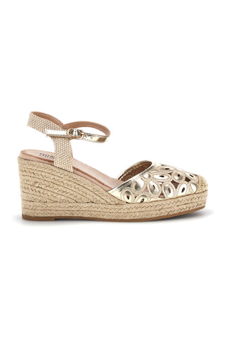 Goldene Espadrille Sandalen mit Seil Keil Pittarello Sun Bl5