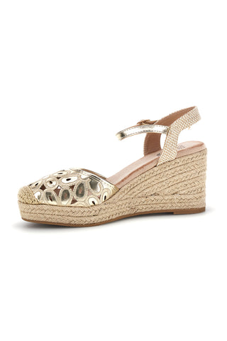 Goldene Espadrille Sandalen mit Seil Keil Pittarello Sun Bl5
