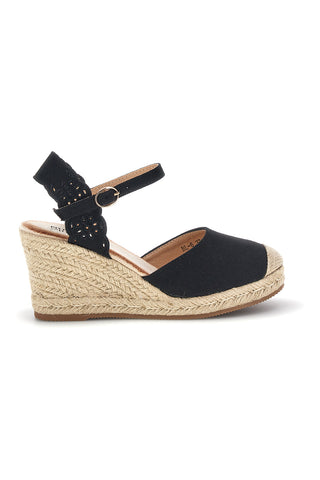 Schwarze Espadrille-Sandalen mit Seilkeil Pittarello Sun Bl6