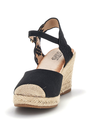 Schwarze Espadrille-Sandalen mit Seilkeil Pittarello Sun Bl6
