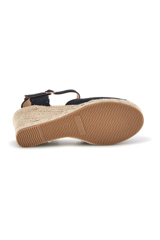 Schwarze Espadrille-Sandalen mit Seilkeil Pittarello Sun Bl6