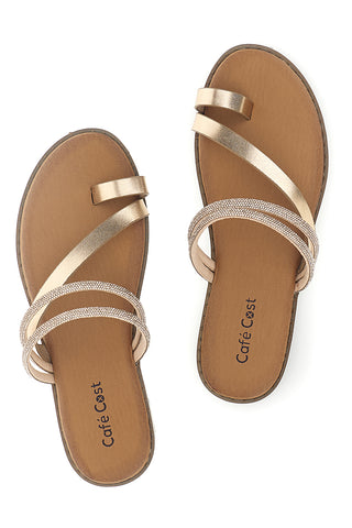 Rose gold Hausschuhe mit leuchtenden Detail Café Kosten 2903