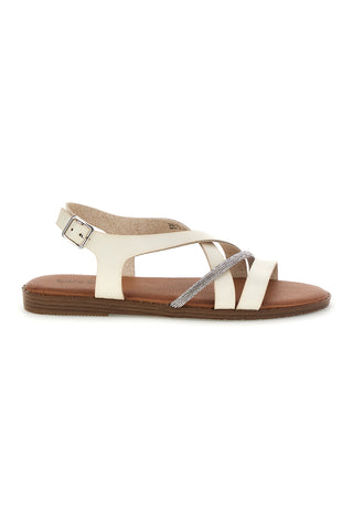 Weiße Sandalen mit gekreuzten Riemen Cafè Kosten 20523