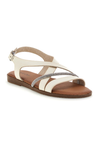 Weiße Sandalen mit gekreuzten Riemen Cafè Kosten 20523