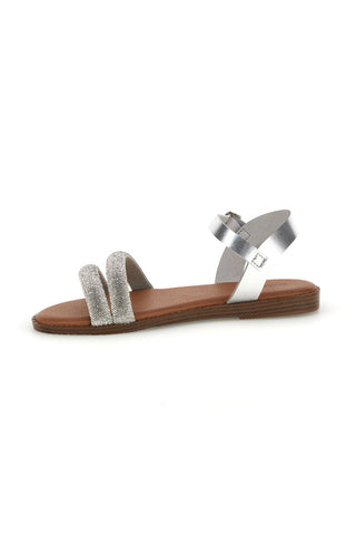 Weiß und Silber Sandalen mit Riemen Cafè Kosten 20545