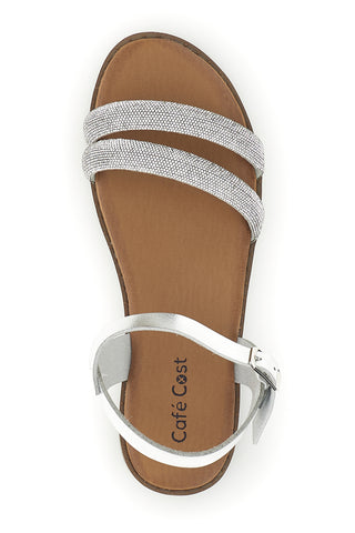 Weiß und Silber Sandalen mit Riemen Cafè Kosten 20545