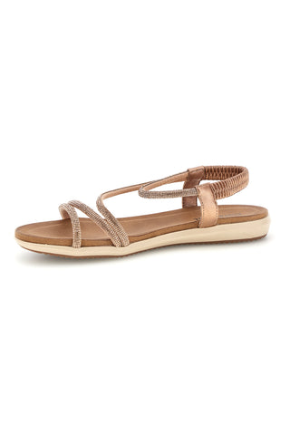 Sandali oro rosa con strass e cinturino elasticizzato Cafe' cost 80965
