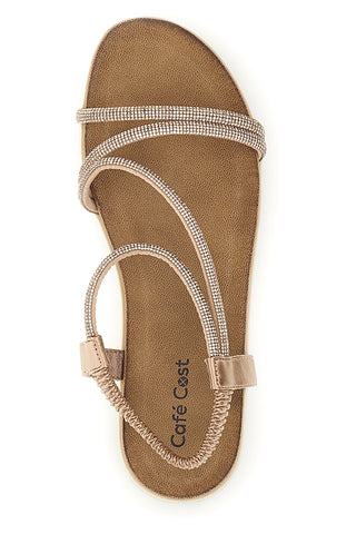 Sandali oro rosa con strass e cinturino elasticizzato Cafe' cost 80965