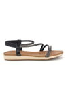 Sandali neri con strass e cinturino elasticizzato Cafe' cost 80965