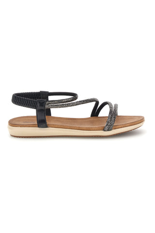 Sandali neri con strass e cinturino elasticizzato Cafe' cost 80965