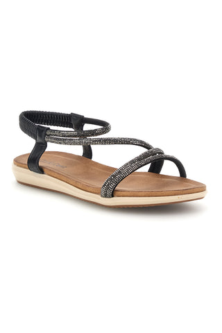 Sandali neri con strass e cinturino elasticizzato Cafe' cost 80965