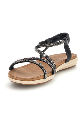 Sandali neri con strass e cinturino elasticizzato Cafe' cost 80965