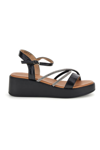 Schwarz und Silber Sandalen mit Plateau Café Kosten 80882