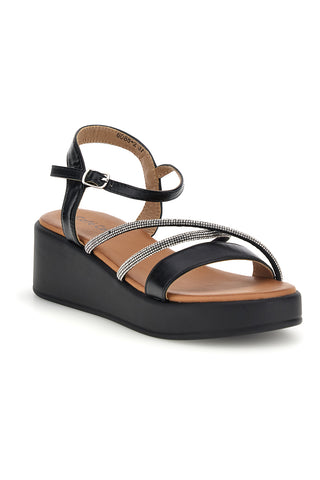 Schwarz und Silber Sandalen mit Plateau Café Kosten 80882