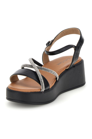 Schwarz und Silber Sandalen mit Plateau Café Kosten 80882