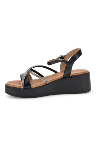 Schwarz und Silber Sandalen mit Plateau Café Kosten 80882