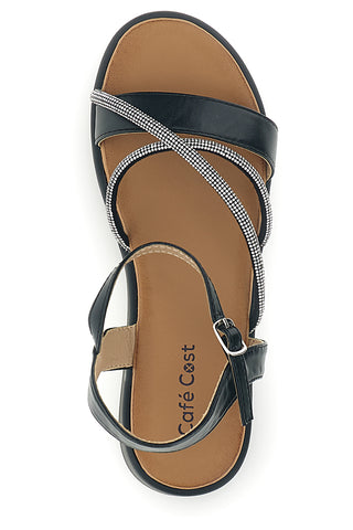 Schwarz und Silber Sandalen mit Plateau Café Kosten 80882