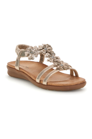Sandali oro con applicazioni floreali Quanna mel k358673