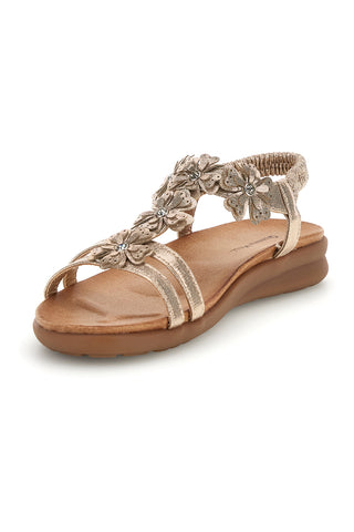 Sandali oro con applicazioni floreali Quanna mel k358673